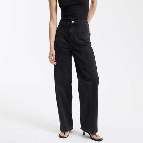 Jean droit taille haute noir brosse La Redoute Collections La Redoute