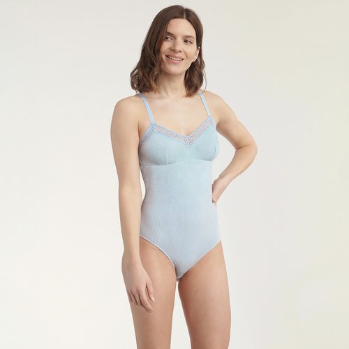 Cotton mix lace bodysuit sugar blue Dim La Redoute