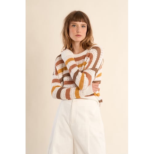 Pull De Printemps Molly Bracken - Maille Grise Et Dorée, Taille Unique Jusqu'au 42