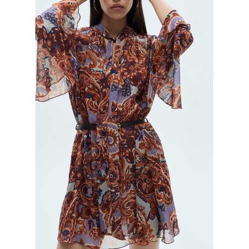 Robe en imprime cachemire volant marron Mango La Redoute