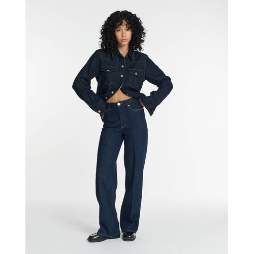 Jeans droit large taille moyenne long