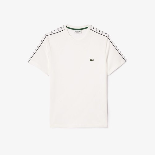 T shirt girocollo con bande con loghi Lacoste La Redoute