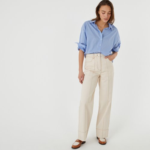 Jeans beige vita alta new arrivals