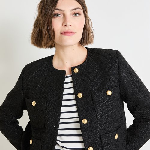 Veste tweed noir deals