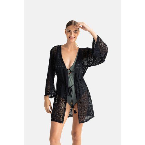Crochet beach cover up black Dorina La Redoute