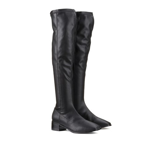 Over the knee boots with square toe black La Redoute Collections La Redoute