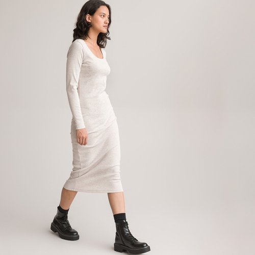Robe longue pres du corps en jersey beige chine La Redoute Collections La Redoute