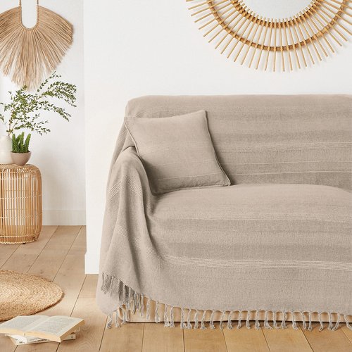Plaid artisanal frangé coton, Nedo