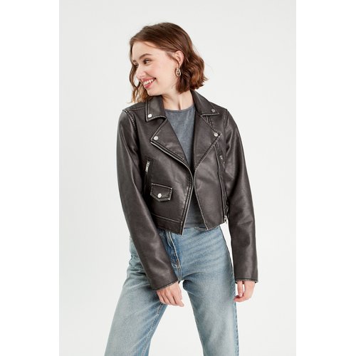 Blouson biker simili cuir noir Cache Cache La Redoute