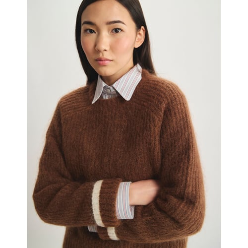 Pull TREND By CAPTAIN TORTUE - Taille L, Mohair/laine Orange Rouillé, Très Bon état