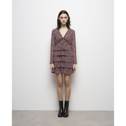 Robe patineuse imprime floral courte imprime fleurs fond noir The Kooples La Redoute