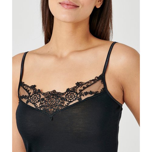 Thermolactyl cami with guipure lace grade 1 black Damart La Redoute
