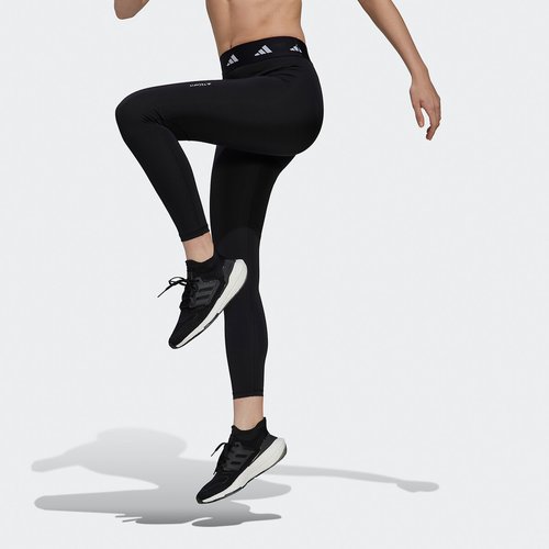Techfit cropped gym leggings with high waist black Adidas Performance La Redoute