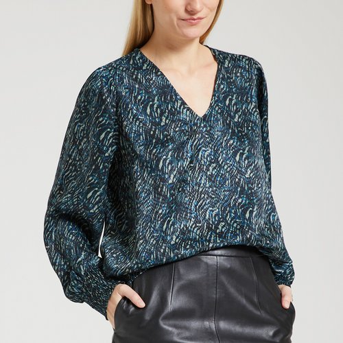 Printed satin blouse cheap
