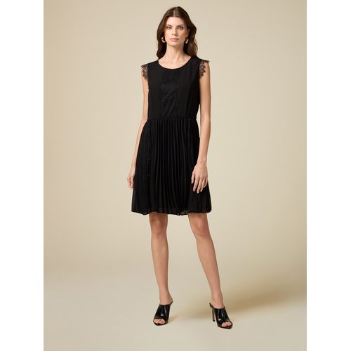 Robe courte sans manches en georgette fluide noir Oltre La Redoute