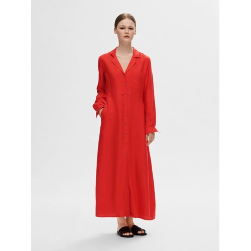 Robe chemise longue flame scarlet Selected Femme La Redoute
