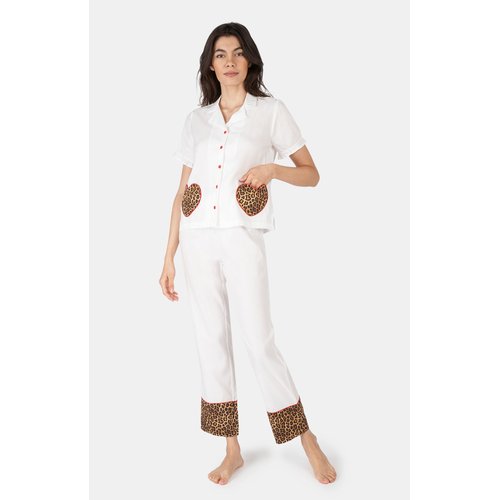 Pyjama en satin de coton leopard blanc Arthur La Redoute