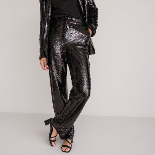 Pantalon droit a sequins noir La Redoute Collections La Redoute