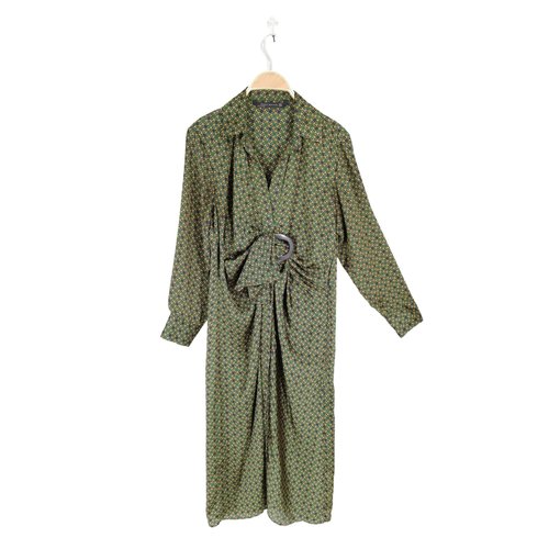 Robe mi longue tres bon etat vert Zara La Redoute