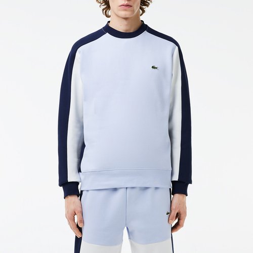 Colour block sweatshirt in cotton mix with crew neck blue Lacoste La Redoute