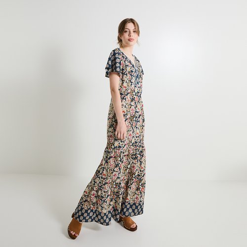Robe longue imprimee bleu marine Grain De Malice La Redoute