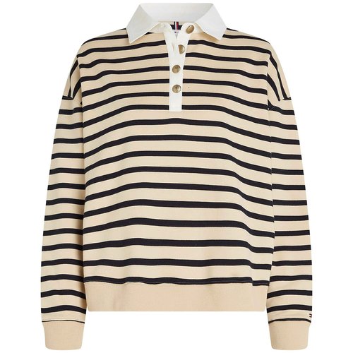Striped Cotton Polo Sweatshirt