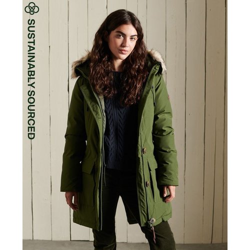 Parka a capuche en duvet imitation fourrure