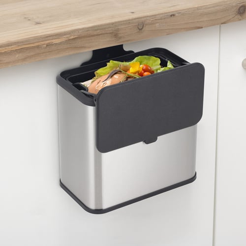 JJA Poubelle Rectangulaire 5 Litres Inox Mat - Design Élégant Et Compact Pour Cuisine, Salle De Bain Ou Bureau, Argenté Moderne