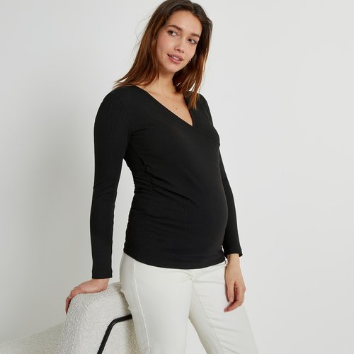 T shirt voor zwangerschap en borstvoeding wikkelmodel zwart La Redoute Collections La Redoute