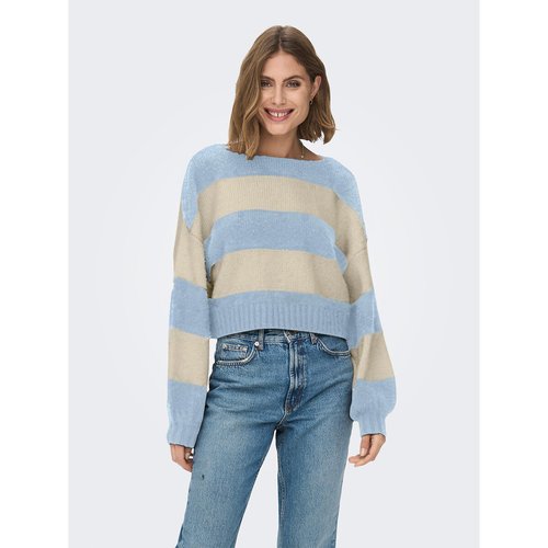 Pull court a rayures bleu beige Only La Redoute