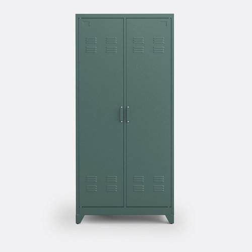 Armoire Beliani VARNA Industrielle – Bureau 2 Portes Acier Vert, 4 étagères