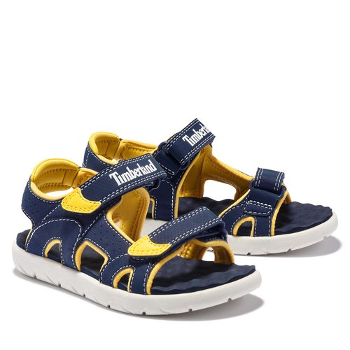 Kids Perkins Row 2 Strap Sandals in Leather with Touch n Close Fastening