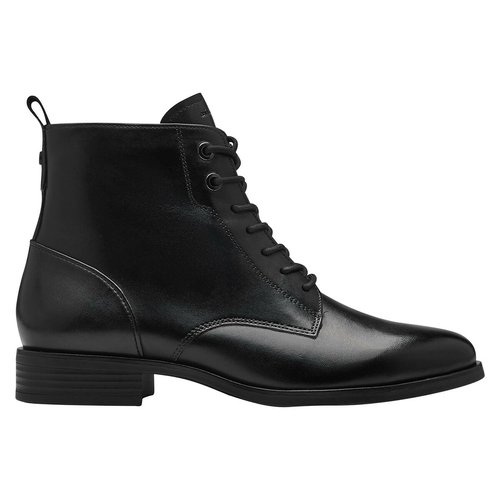 Lace up ankle boots in leather black Tamaris La Redoute