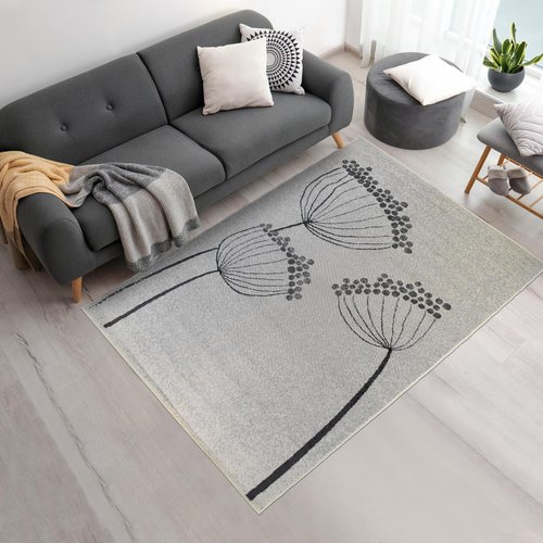 Tapis salon et chambre tisse motif floral af1 printemps Couleur creme gris Jadorel La Redoute