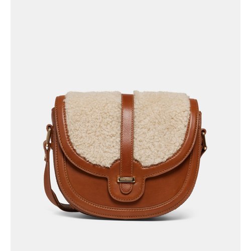 Sac besace crossbody apolline shearling camel et ecru Galeries Lafayette La Redoute