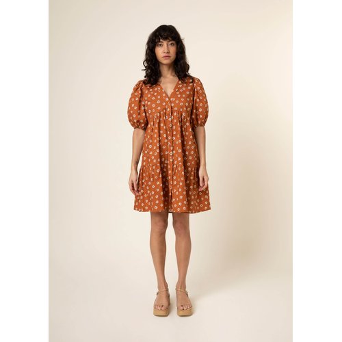 Robe en coton col v gabriela inca gold Frnch La Redoute