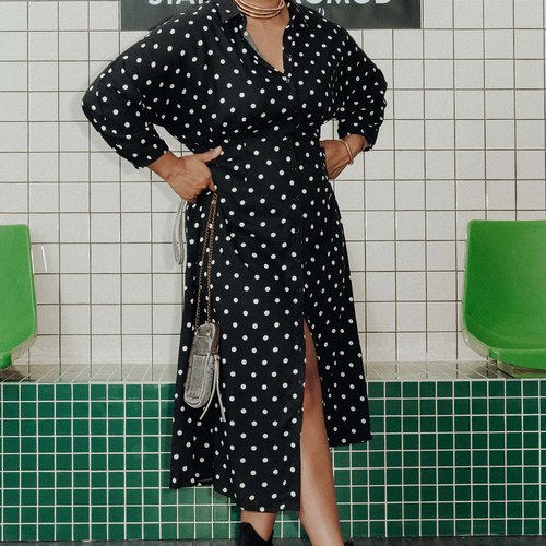 Longue robe chemise imprimee
