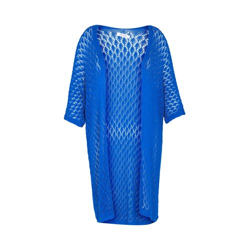 Gilet long ajoure en coton bleu bic Paprika La Redoute