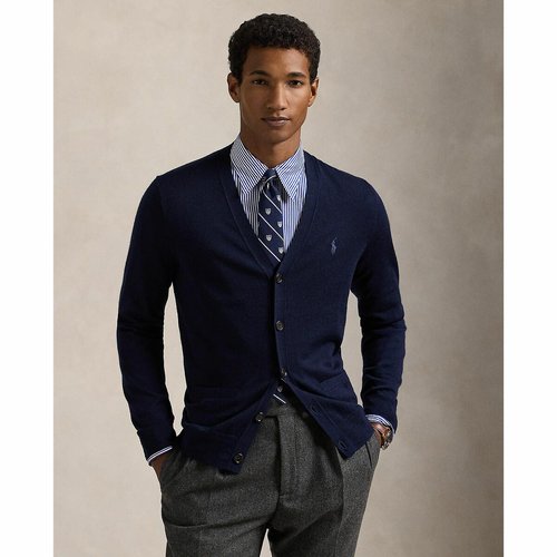 Merino wool buttoned cardigan navy blue Polo Ralph Lauren La Redoute