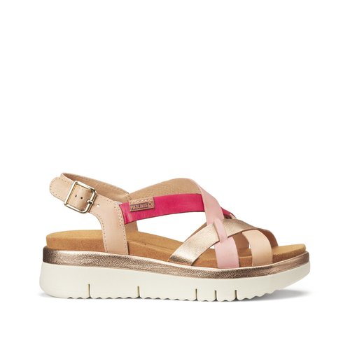 Sandales compensees en cuir palma Pikolinos beige rose La Redoute