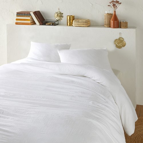 Conjunto capa de edredon e fronha retangular em microfibra lavada poliester reciclado branco La Redoute Interieurs La Redoute