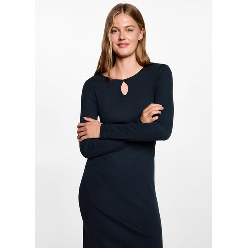Robe midi col forme goutte d eau bleu marine fonce Mango Teen La Redoute