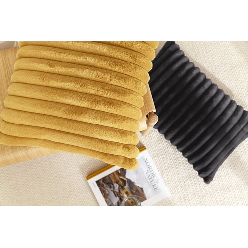 Lot De 2 Housses De Coussin Madizz En Fausse Fourrure - 80x40 Cm - Rayures Blanc Crème