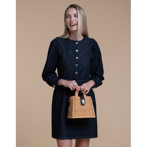 Robe courte en denim col rond MADONE