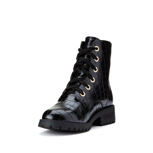 Recycled mock croc ankle boots black La Redoute Collections La Redoute