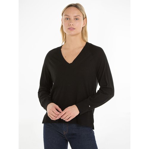 Tommy hilfiger black v neck jumper cheap