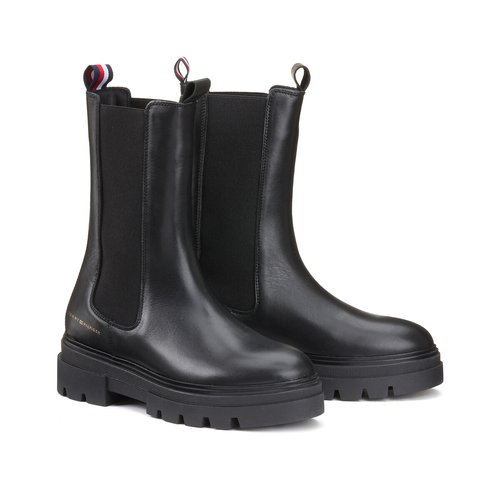 Leather Chelsea Boots with Flat Heel