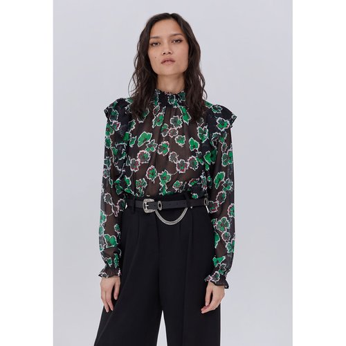 Blouse imprime maxi floral a volants