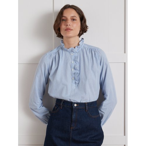 Blouse rayee col froufrou