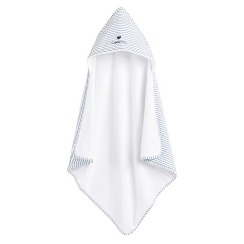 Cape de bain bebe rayee jersey et eponge bleu ecru La Redoute Collections La Redoute